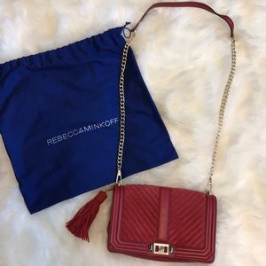 Red suede medium Rebecca Minkoff Love crossbody